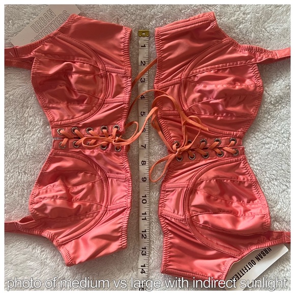Urban Outfitters Out From Under Eden Lace Up Bustier in Coral - Picture 4 of 8